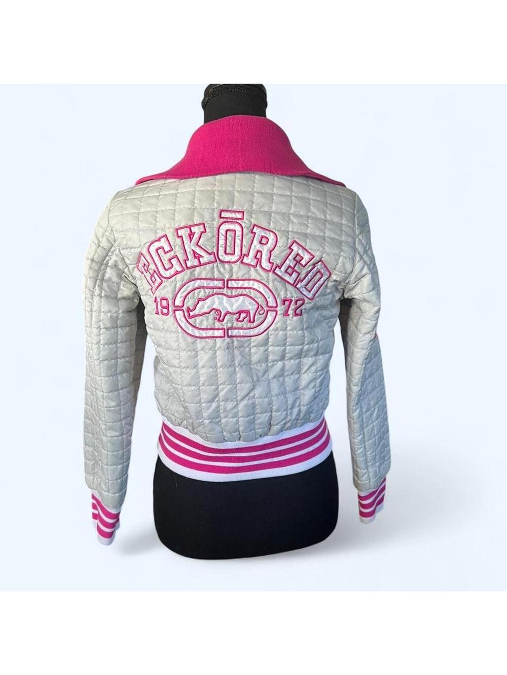 Vintage Y2K Ecko Red Quilted Bomber Jacket McBling Fairy Size Large Fits Small - Picture 3 of 8